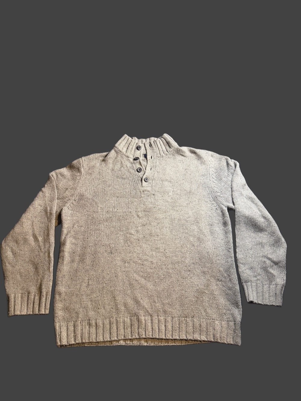 Nautica Light Gray Henley Crewneck Sweater